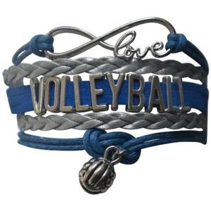 Girls Volleyball Bracelet - Blue & Silver